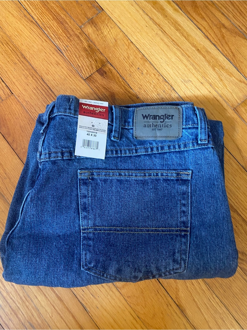 Wrangler Authentics Men's Blue Denim Jeans 40x30 New!
